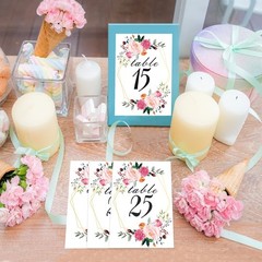 Floral Table Number Cards 1-26 Geometric 4 x 6 Double Sided Wedding Party
