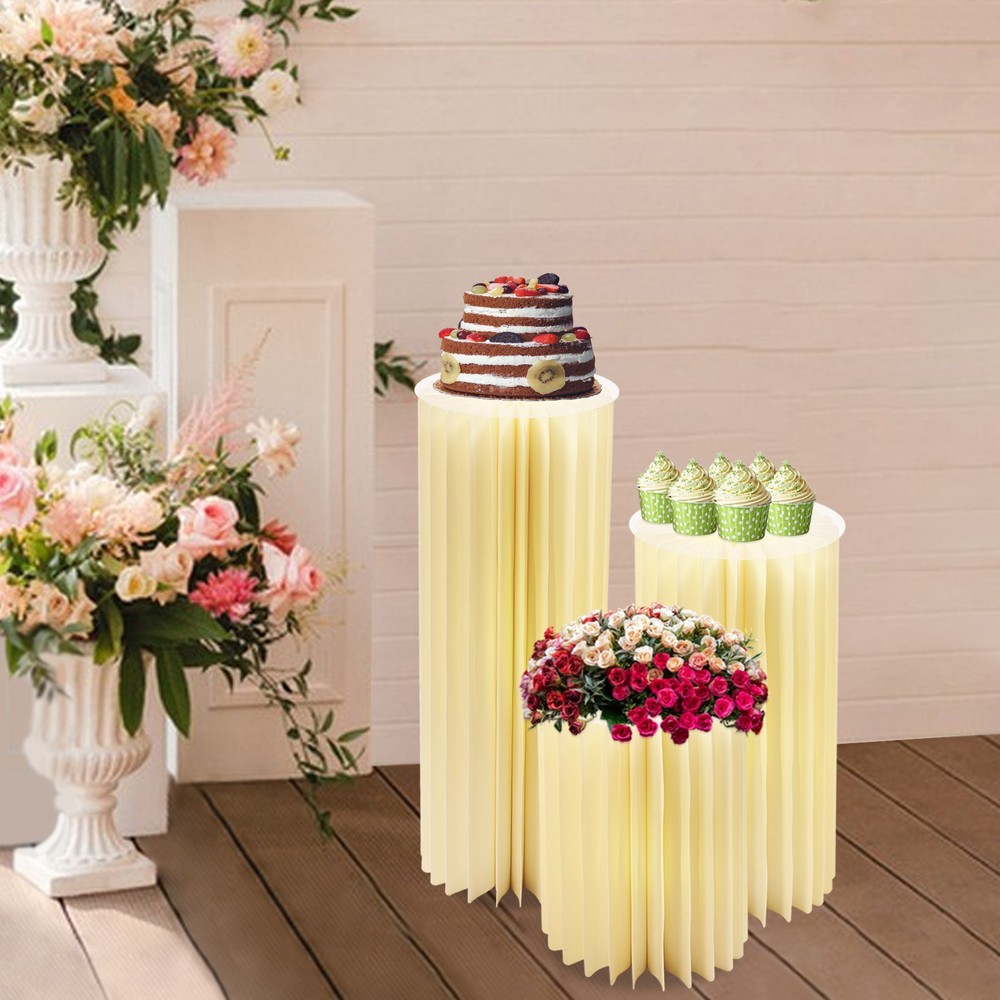 3-piece Foldable Paper Column Display Stands W/ Lights For Graduation/birthday