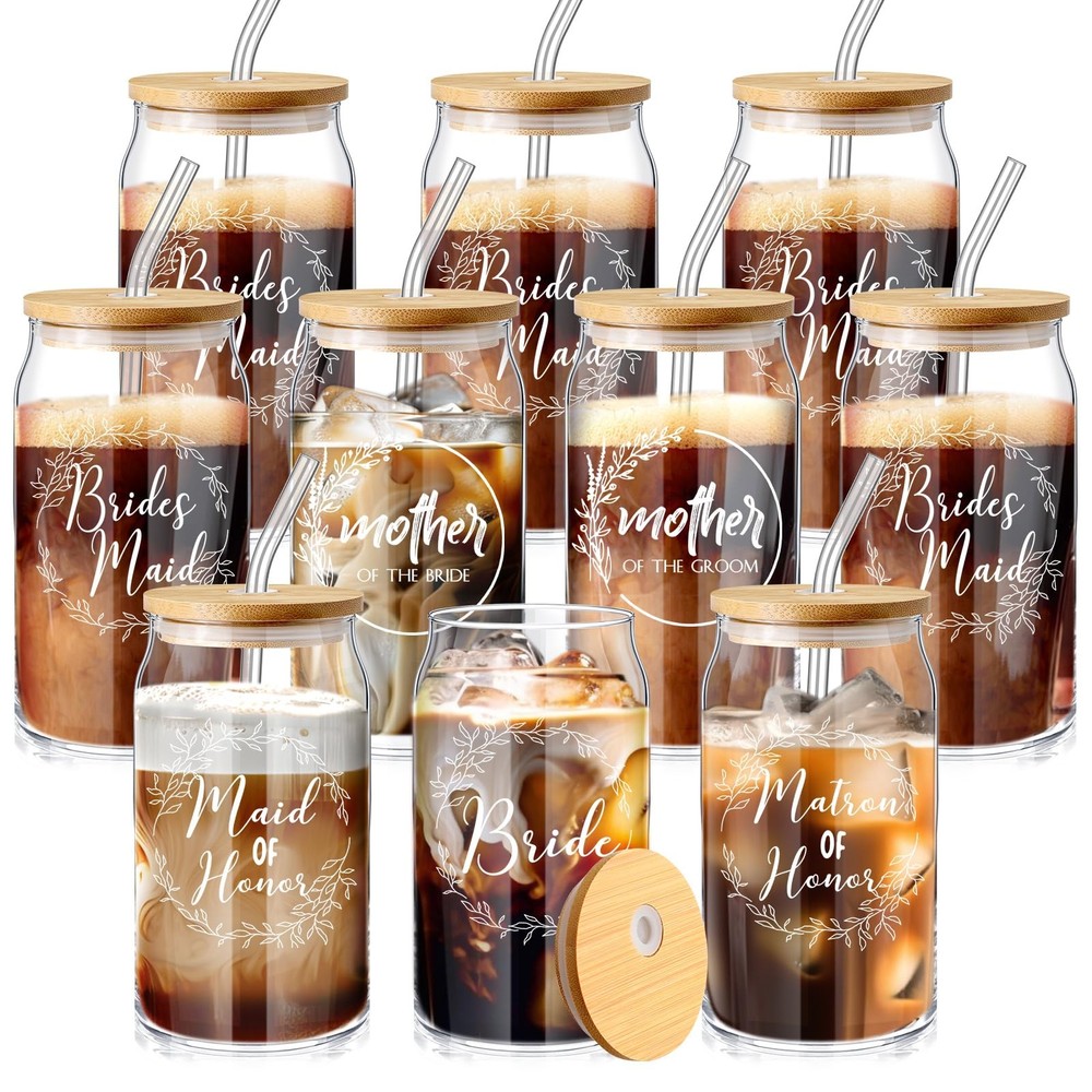 Layhit 10 Pcs Bridesmaid Gifts Proposal 16 Oz Classic, Clear