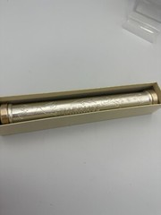Vintage Silver Pewter Engraved Marriage Certificate Scroll Holder Tube In Box