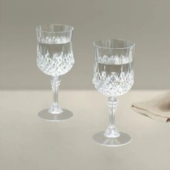 CLEAR 6 Plastic 8 oz Crystal Cut Goblets WINE GLASSES Party Events Decorations
