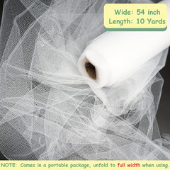White Tulle Fabric Rolls, 54 Inch by 10 Yards (30 Ft) Tulle Ribbon for Wedding P