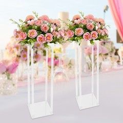 Clear Acrylic Tall Rectangular Flower Stand 2Pcs 31.5″ Wedding Decoration