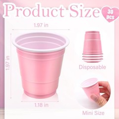 30 Pcs Disposable 2oz Shot Glasses Plastic Cups for Wedding – Light Pink