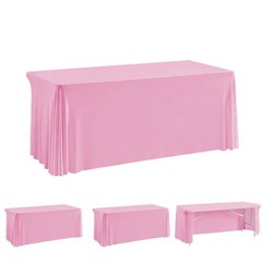 HAORUI Open Back Table Skirts, 4Pack Rectangle Wrinkle Resistant Table Clothe…
