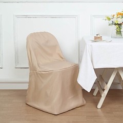 50 Nude Polyester FOLDING Flat CHAIR COVERS Wedding Party Banquet Decorations
