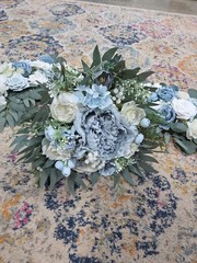 Dusty Blue Wedding Bouquet for Bride Blue and White 2 Pc Arch NEW