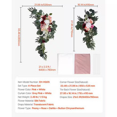 21.06 In. H Artificial Wedding Arch Flowers Kit Pink (Pack of 4)2 Pieces Floral