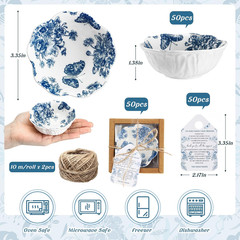 50 Pack Blue Floral Mini Bowls – Wedding Favors & Party Gifts Set