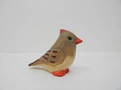 Cardinal Bird Cake Topper Bride Groom Love Wedding Engagement Carved Wood Statue