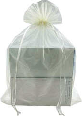 30PCS Ivory Color Large Sheer Organza Bags 10X14Inch, Wedding Favor Bags with Dr