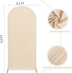 Spandex Fitted Arch Cover Beige Wedding Arch Cover 3.3×6.6FT Backdrop Fabric 2-S