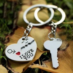 Hot Sale Zinc Alloy Silver Plated Lovers Gift Wedding Favors Couple My Heart Key