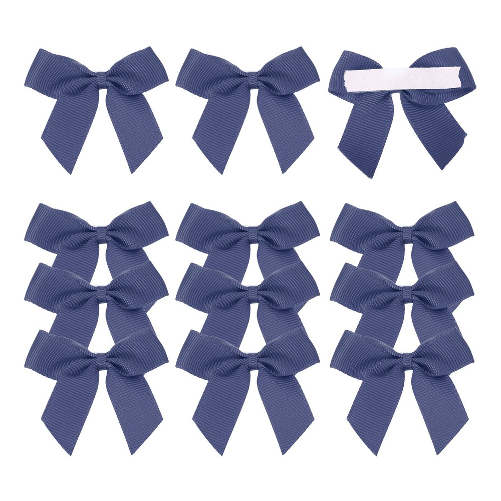 12Pcs Mini Grosgrain Ribbon Bow 2″ Self Adhesive Flower Bows Navy Blue