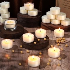 Simeitol 50 Pcs Soy Wax Tealight Candles (6 Hour Burn Time) 50pack, White