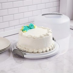 STERILITE Portable Latching Round Cake Server 1 pack White CLEAR Carrier Keeper