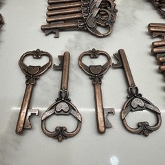 90 Copper Heart Key Bottle Openers Wedding Favors Bulk Party Gifts Vintage Style