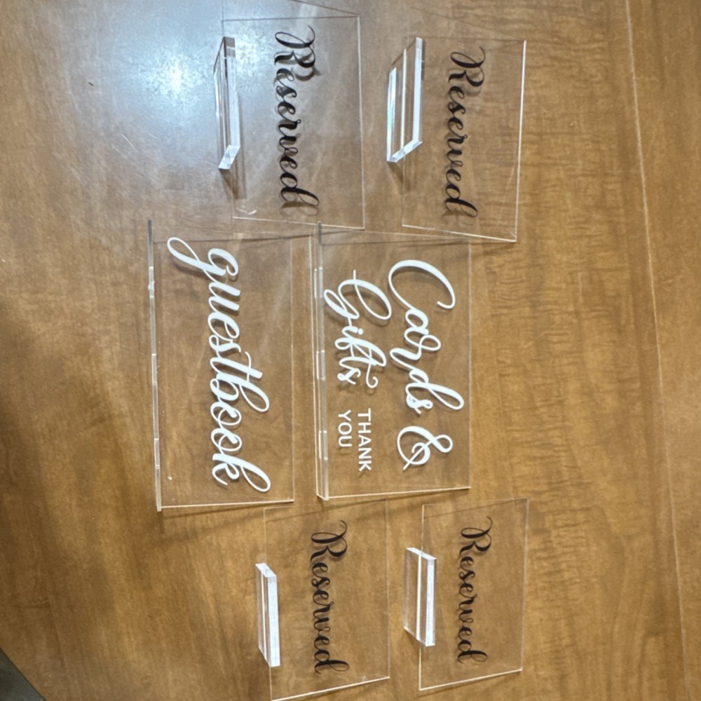Acrylic Wedding Sign Set – Cards & Guest Book + Reserved Table Signs