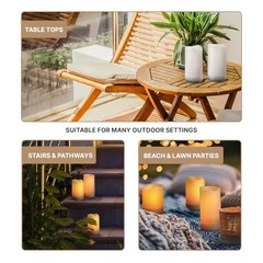Outdoor Flameless Candles Waterproof, 2 Pack, 3×3 Ivory 3″ by 3″ – Set of 2