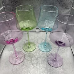 Physkoa Colored Wine Glasses Set 4 16OZ Colorful Wine Glass With Tall Long St…