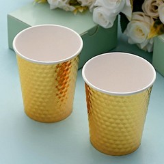 24 GOLD 9 oz Metallic Honeycomb All Purpose PAPER CUPS Party Events Tableware