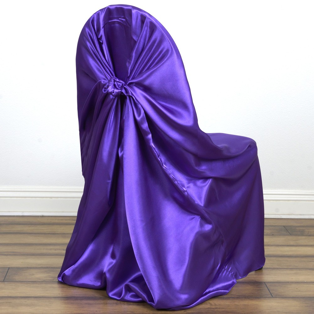 6 Purple SATIN UNIVERSAL CHAIR COVER for Wedding Banquet Reception Decorations