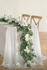 Ling’s Moment Flower Garland – 6FT Eucalyptus & Rose – Sweetheart Table Decor fo