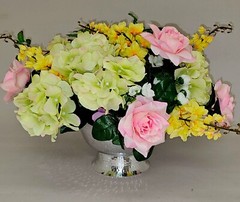 Compote Bowl Vase Polished Aluminum Revere Hammered 12″Dia 7″High