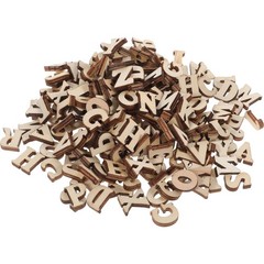 200Pcs Wooden Letter Slices Durable Wood Craft Material for Scrapbooking Beige