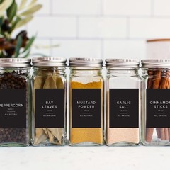 230 Black Spice Labels by ThreeKin | Waterproof & 1 inch in diameter,