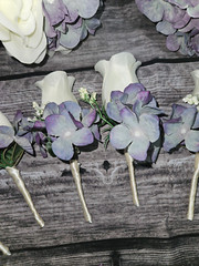 12 Piece Wedding Bouquet Set, Purple, Ivory, Rose, Peony, Vintage Style Bouquets