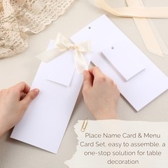 50 Sets 4×9 Inch White Blank Wedding Menu Name Place Cards 76lb Cardstock