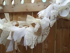 Burlap Wedding Decoration Lace Rag Garland Banner Shabby Cottage Chic 5 feet