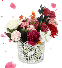 2 Pieces Flower Girl Basket for Wedding Small White Basket with Handle for Weddi