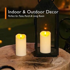 2PC Outdoor Waterproof LED Flameless Candles 6in Ivory White Remote Timer stable