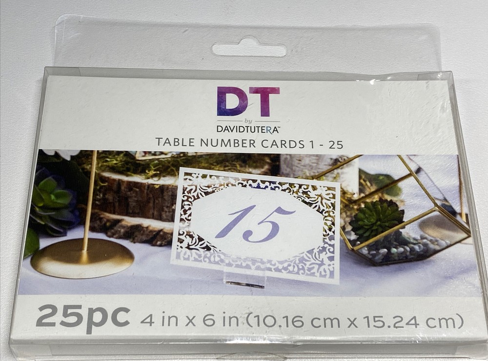 DT By David Tutera Table Number Cards 1-25 Sz 4 x 6 Wedding 25 Piece Die Cut