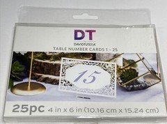 DT By David Tutera Table Number Cards 1-25 Sz 4 x 6 Wedding 25 Piece Die Cut