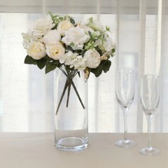 IVORY 2 Bouquets 12″ SILK FLOWERS Assorted Artificial Floral Bushes Party Events