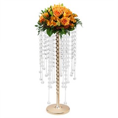 10 Pieces Crystal Acrylic Table Centerpieces Gold Flower Stand For Wedding Party