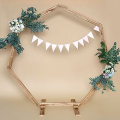 7 ft Natural Heptagon Wood Wedding Arch Backdrop Stand Party Events Decorations