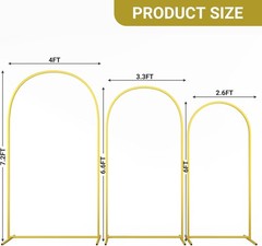 3 X Metal Arch Backdrop Background Stand for Wedding Birthday Decor 7.2/6.6/6 FT