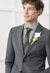 2PCS Candid Lily Boutonniere for Men Wedding Bridegroom & Best Men White Flowers