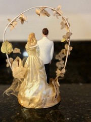 Vintage Unique 1949 Wedding Cake Topper Bride & Groom Pfeil & Holin