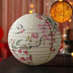 Chinese Flower Printed Decor for Wedding Party Japanese Style Paper Lantern