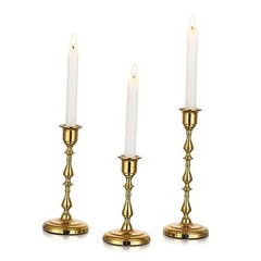 Brass Candlestick Holders Vintage: Taper Candle Holder Metal 1 Set(3 Pcs) Gold