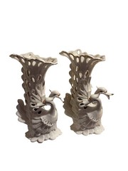 Table Centerpieces White Porcelain Swan Vase Planters Pierced Reticulate Design