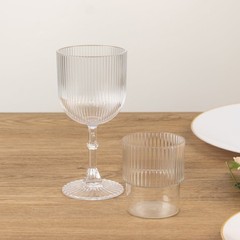 12 Clear Stackable Ribbed Reusable Plastic cups Centerpieces Decorations