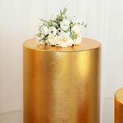 5 GOLD Fitted Metallic Spandex Cylinder Display STAND COVER Set Party Events