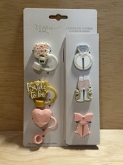 Wedding Straw Toppers & Drink Markers – Pink, Gold, White Bride Shower Gift