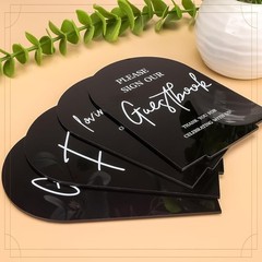 Black Acrylic Modern Wedding Sign, Ceremony and Reception Sign with Stand